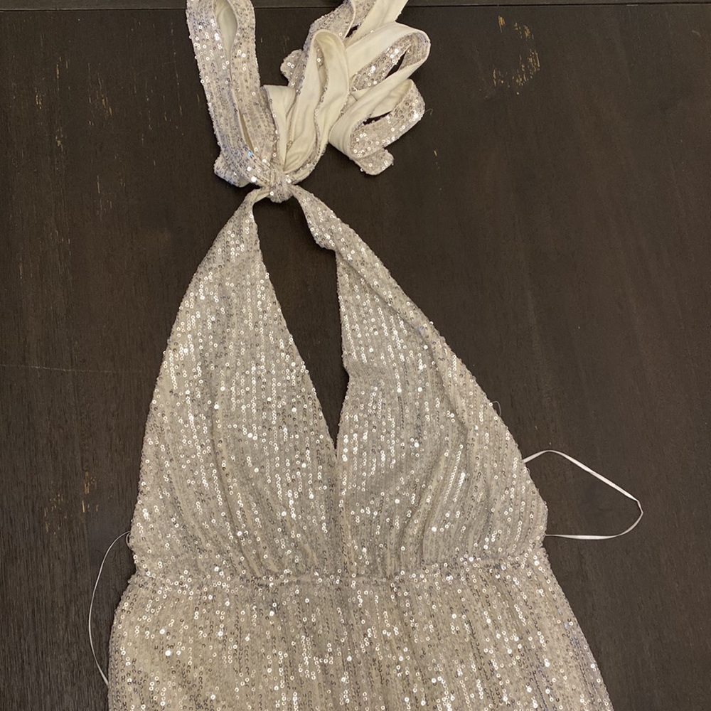 Champagne/white Sequin Jumpsuit!